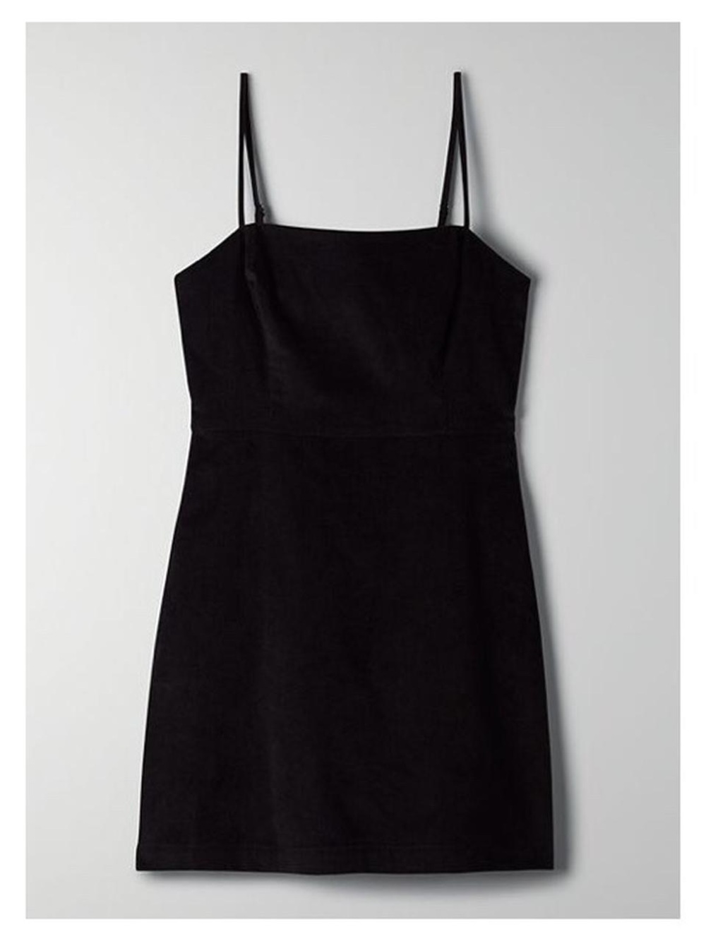 Wilfred Isabelle Black Corduroy Mini Dress Spaghetti-Strap Size 8 - Picture 2 of 11